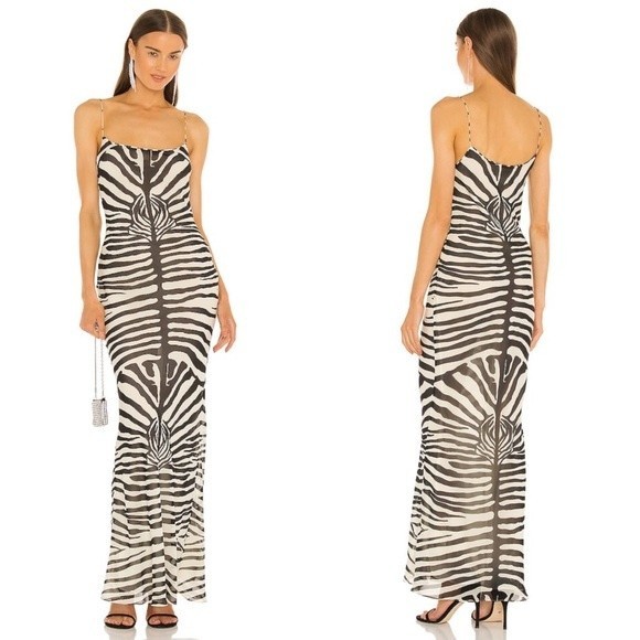Ronny Kobo Collection Dresses & Skirts - Ronny Kobo Scarlett Silk Slip Maxi Dress Zebra Print SOLD